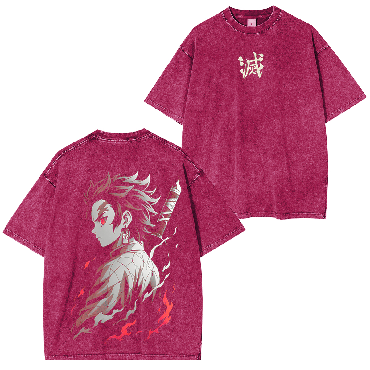 Oversized Tanjiro Demon Slayer Unisex Anime-Inspired Retro T-Shirt