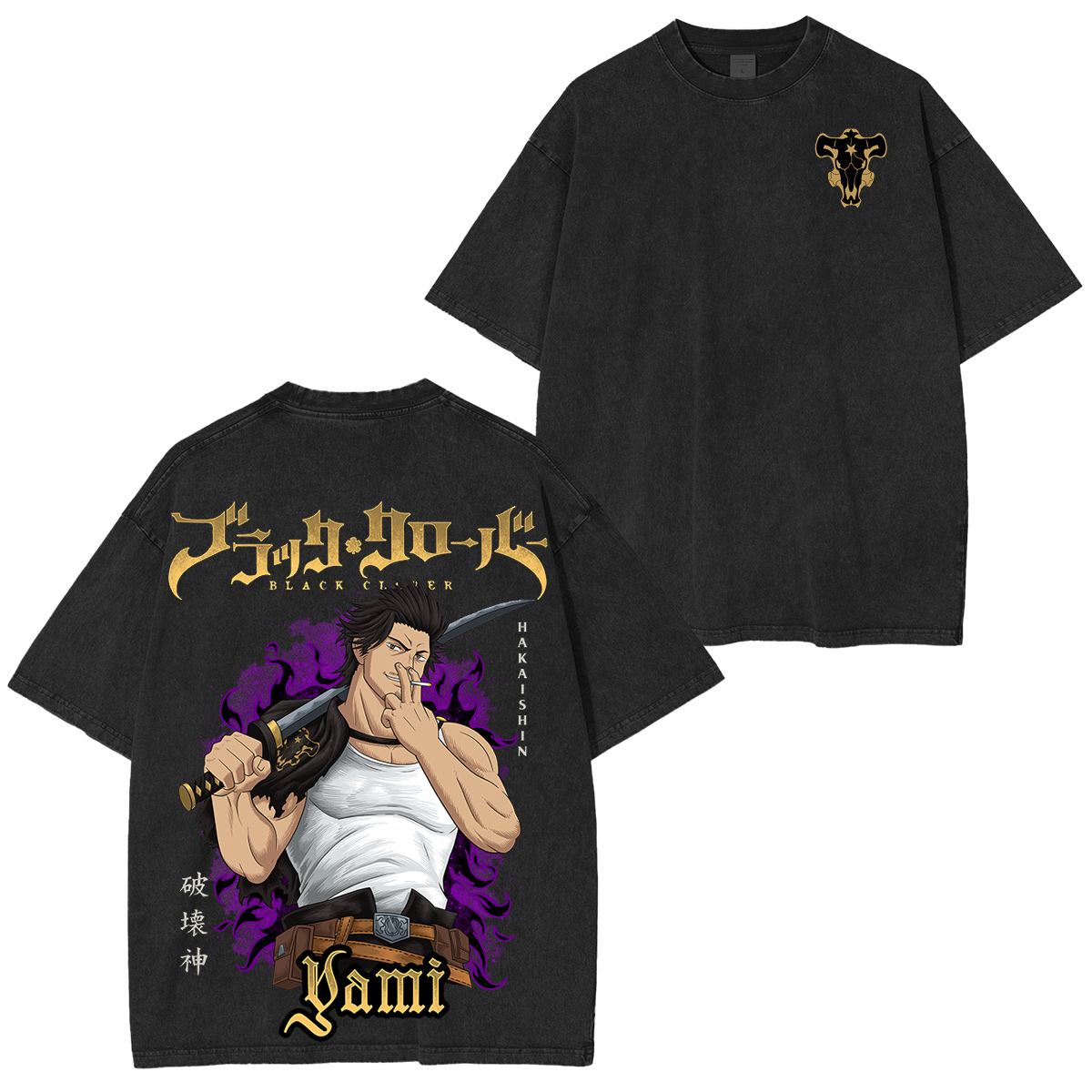 YAMI BLACK CLOVER  Vintage washed T-shirt/Crewneck/Hoodie