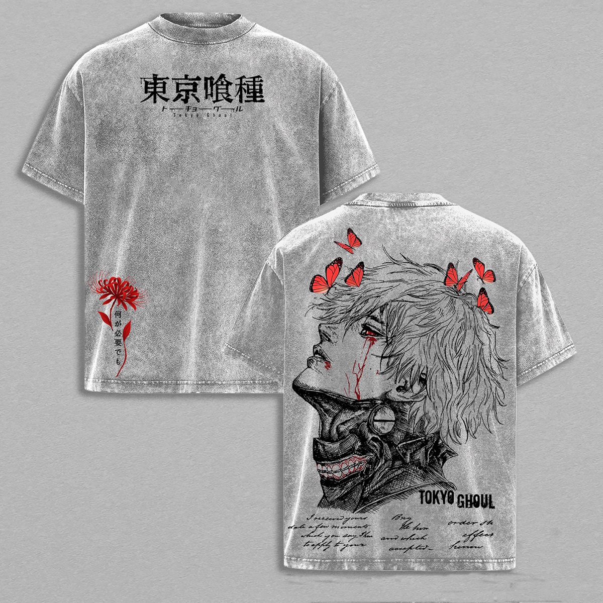 Ken Kaneki Tokyo Ghoul  Washed T-shirt/Crewnec