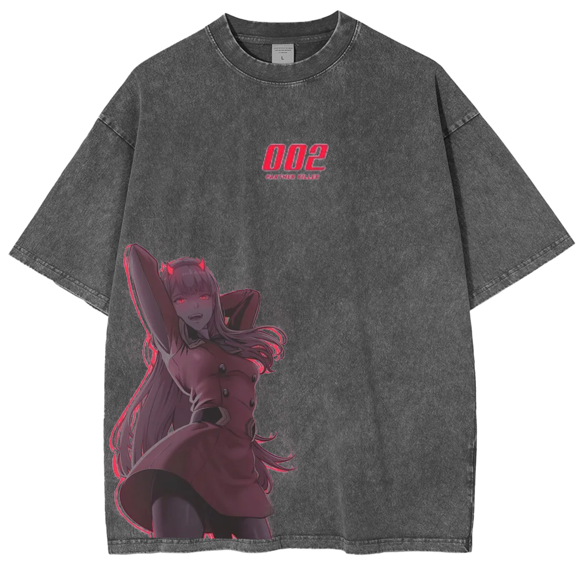 Zero Two Anime Washed T-shirt