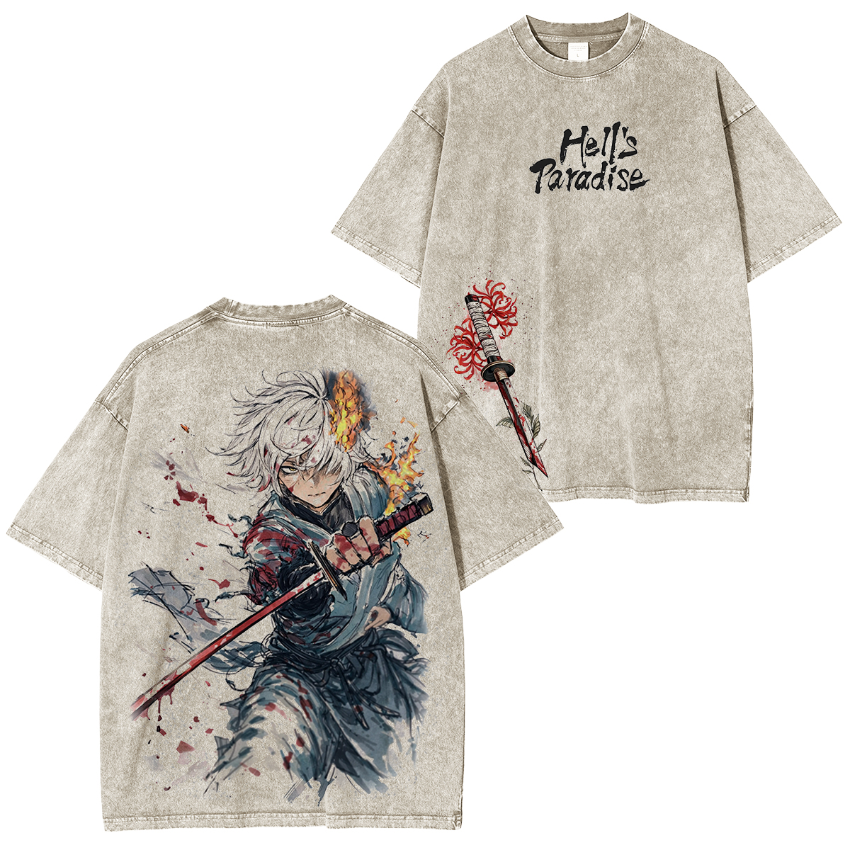 Hell's Paradise Printed Unisex Washed T-Shirt/Crewneck/Hoodie