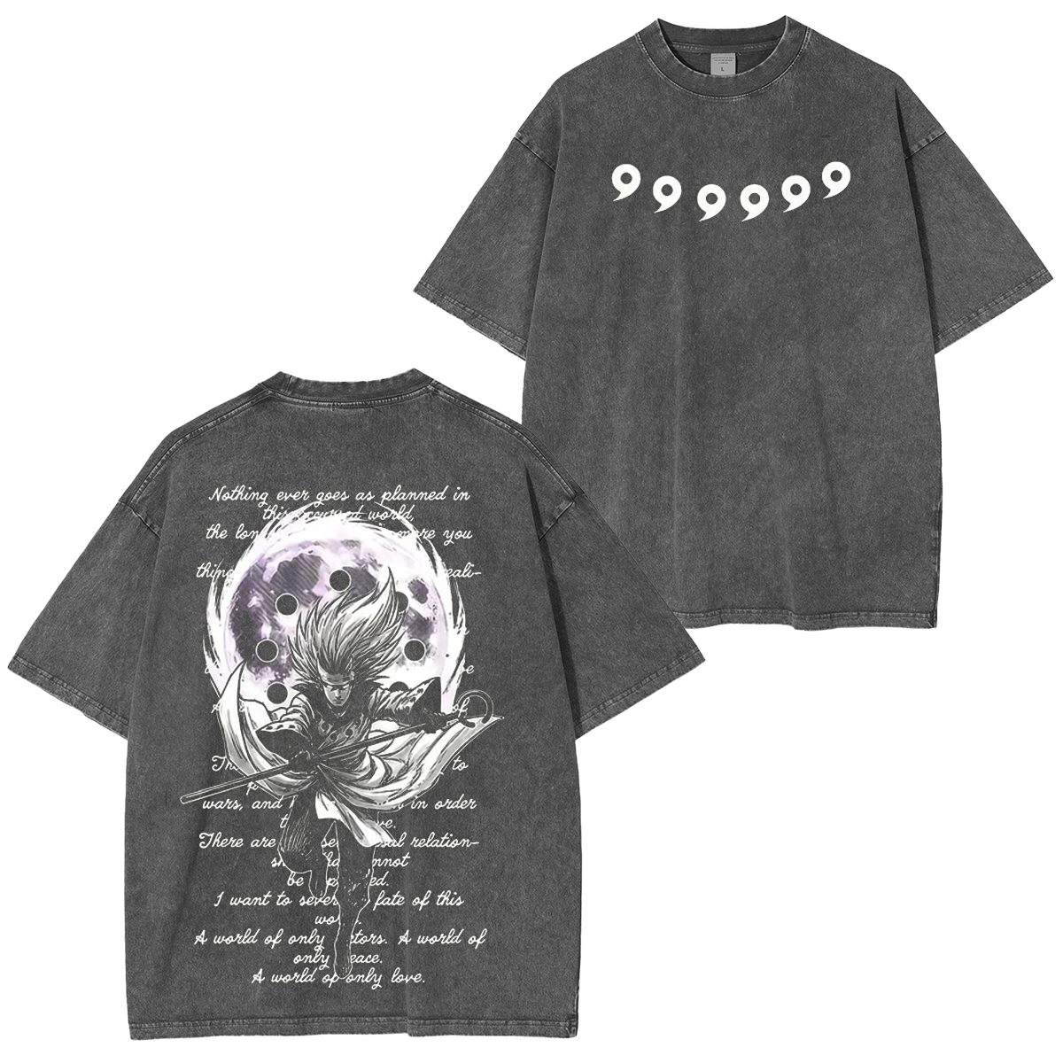 Naruto Madara Uchiha Printed Unisex Washed T-Shirt