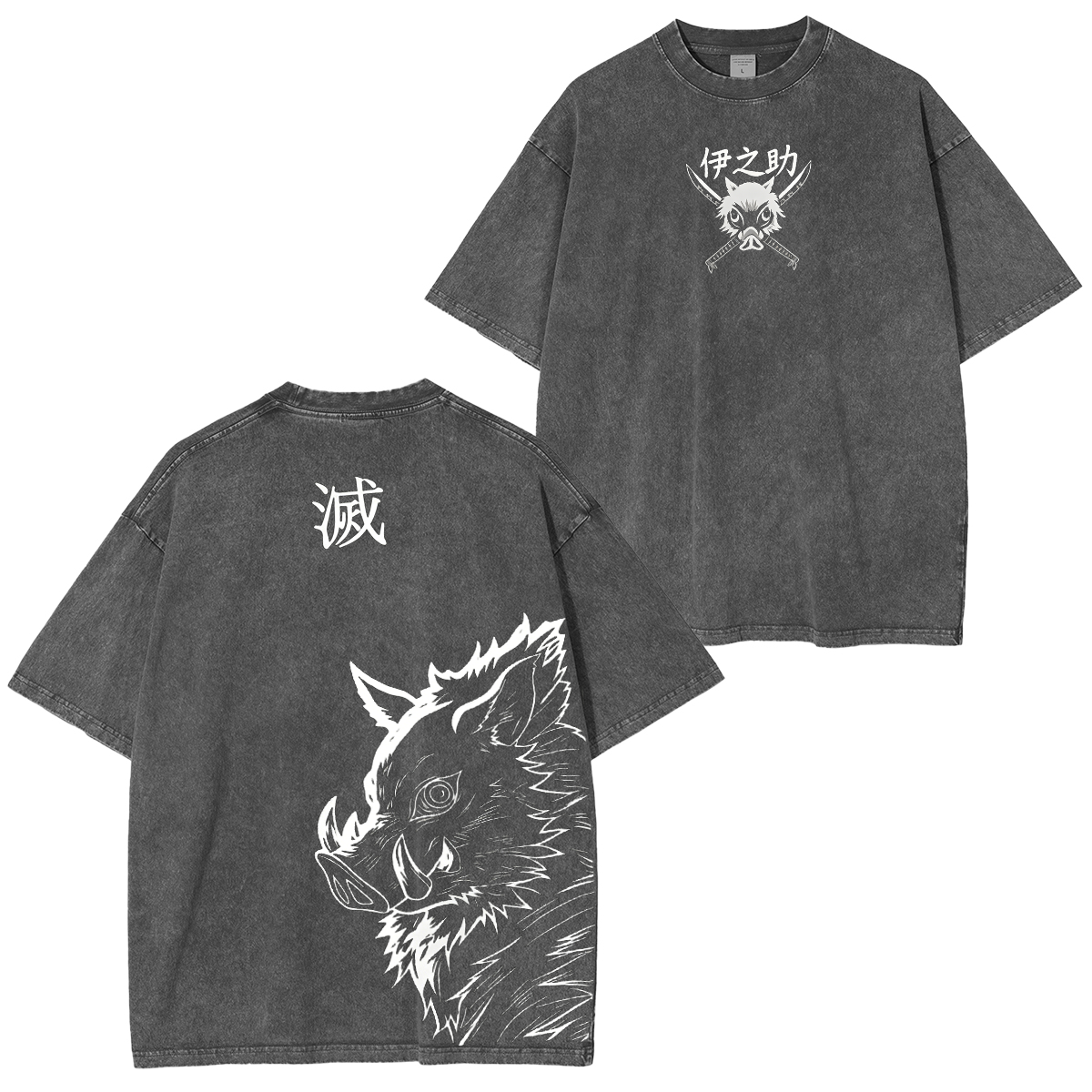 Demon Slayer Vintage Washed T-shirt/ Cotton T-shirt