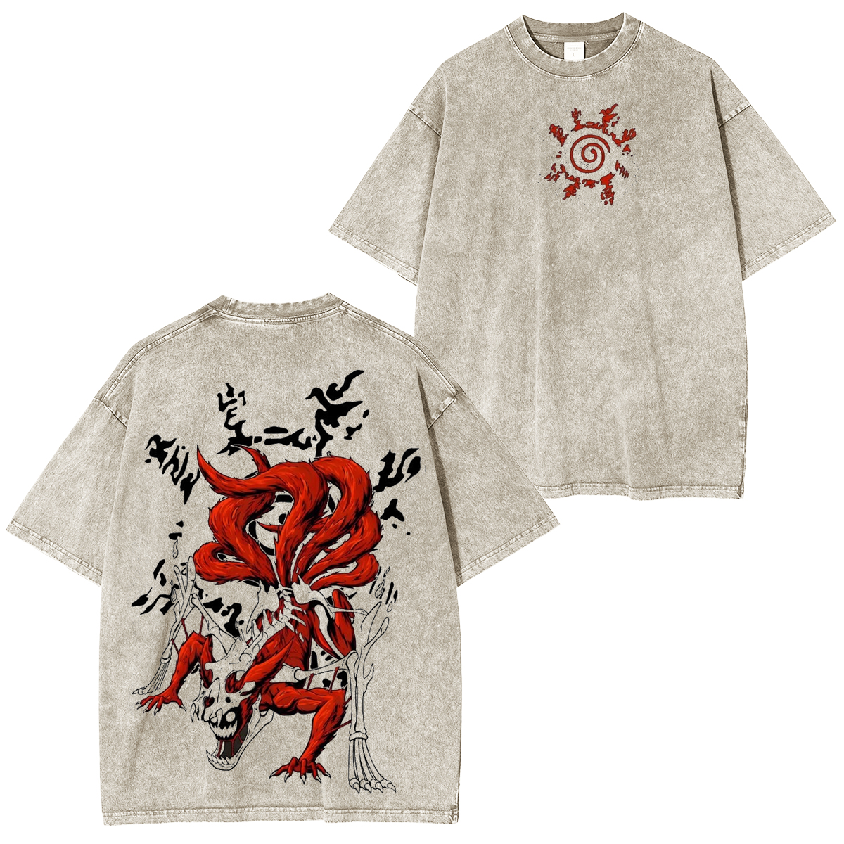 Naruto Ninetails Anime Washed T-shirt/Crewneck/Hoodie