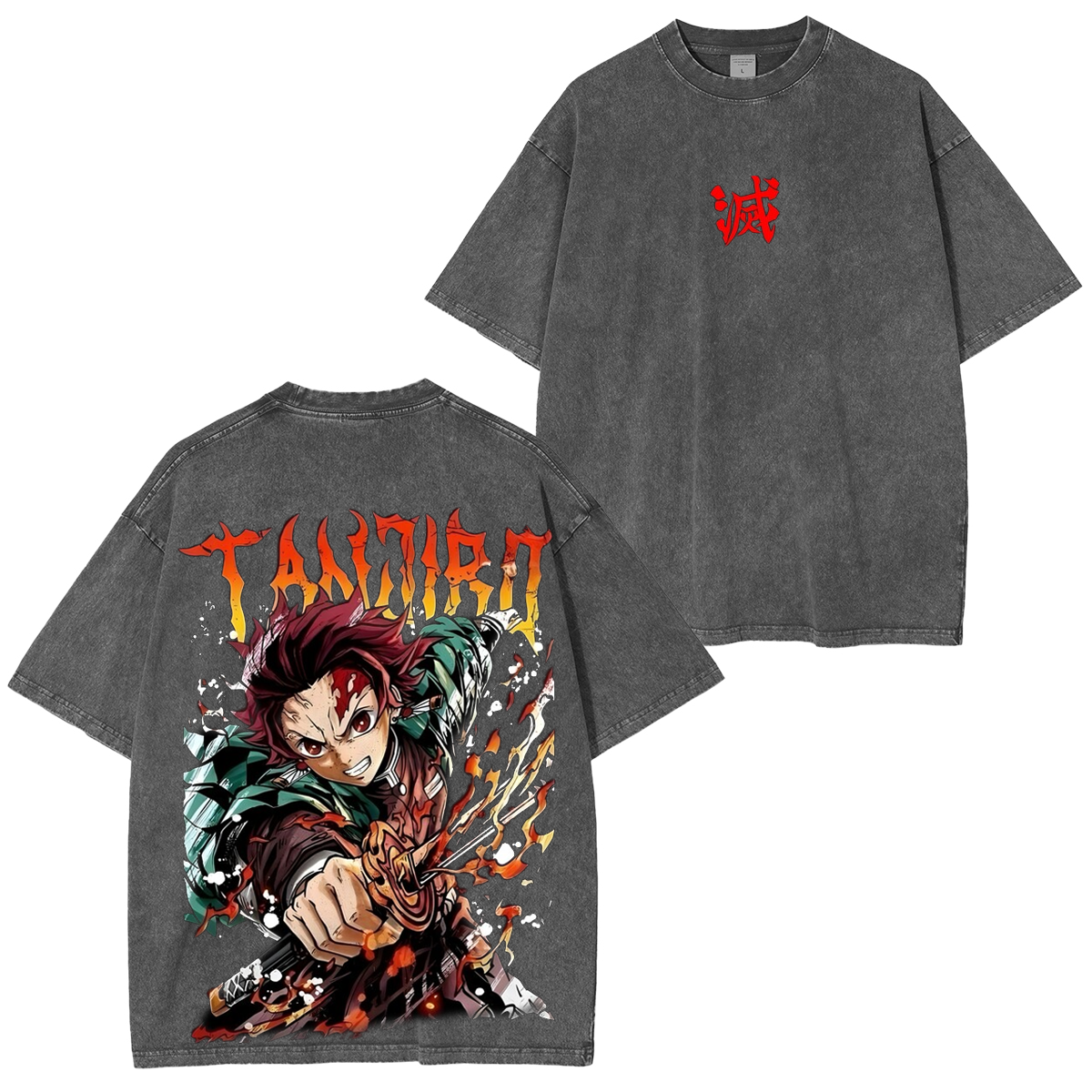 Demon Slayer Anime Oversized  Washed T-Shirt