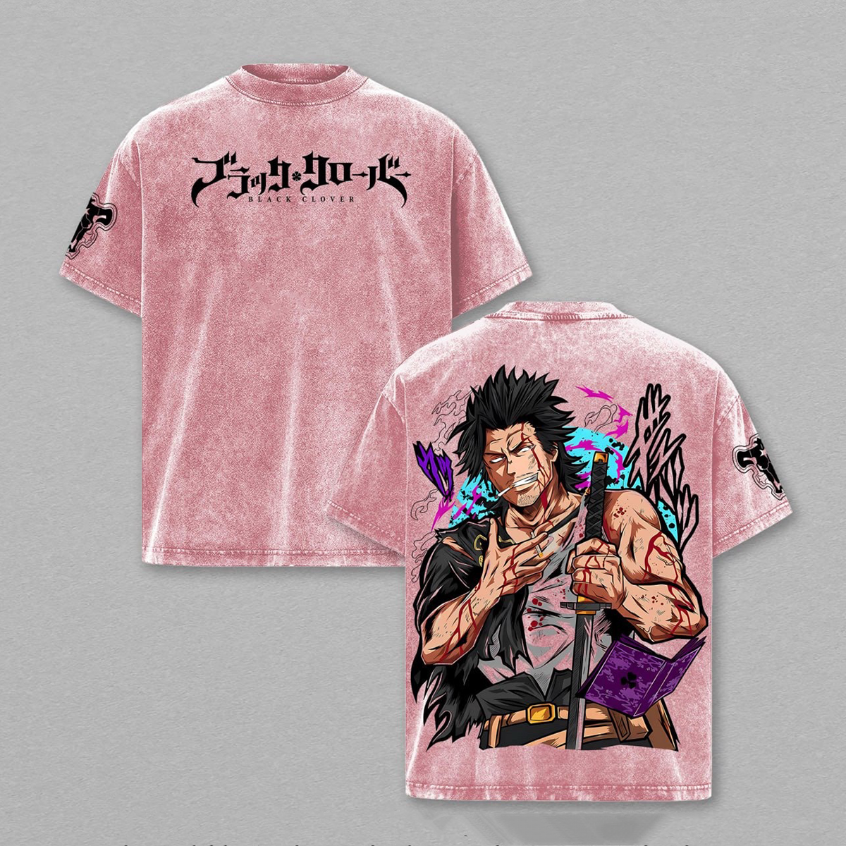 Yami Sukehiro Black Clover washed T-shirt