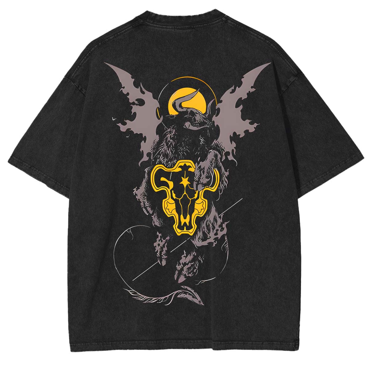 Black Clover Anime Double Printed Vintage Washed Tee