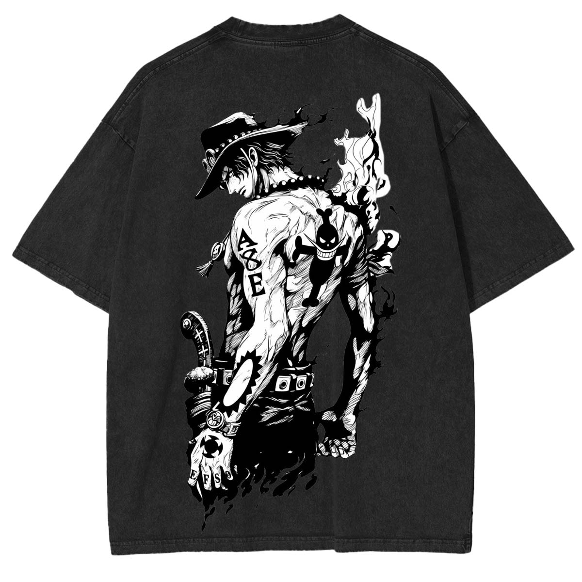 One Piece Anime Double Printed Vintage Washed Tee
