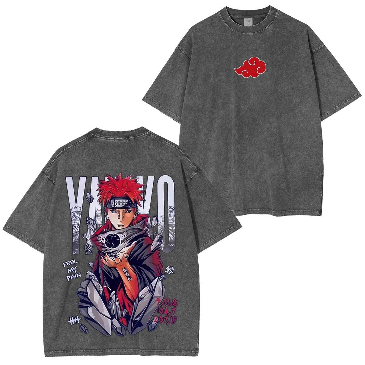 Naruto Feel My Pain Printed Unisex Washed T-