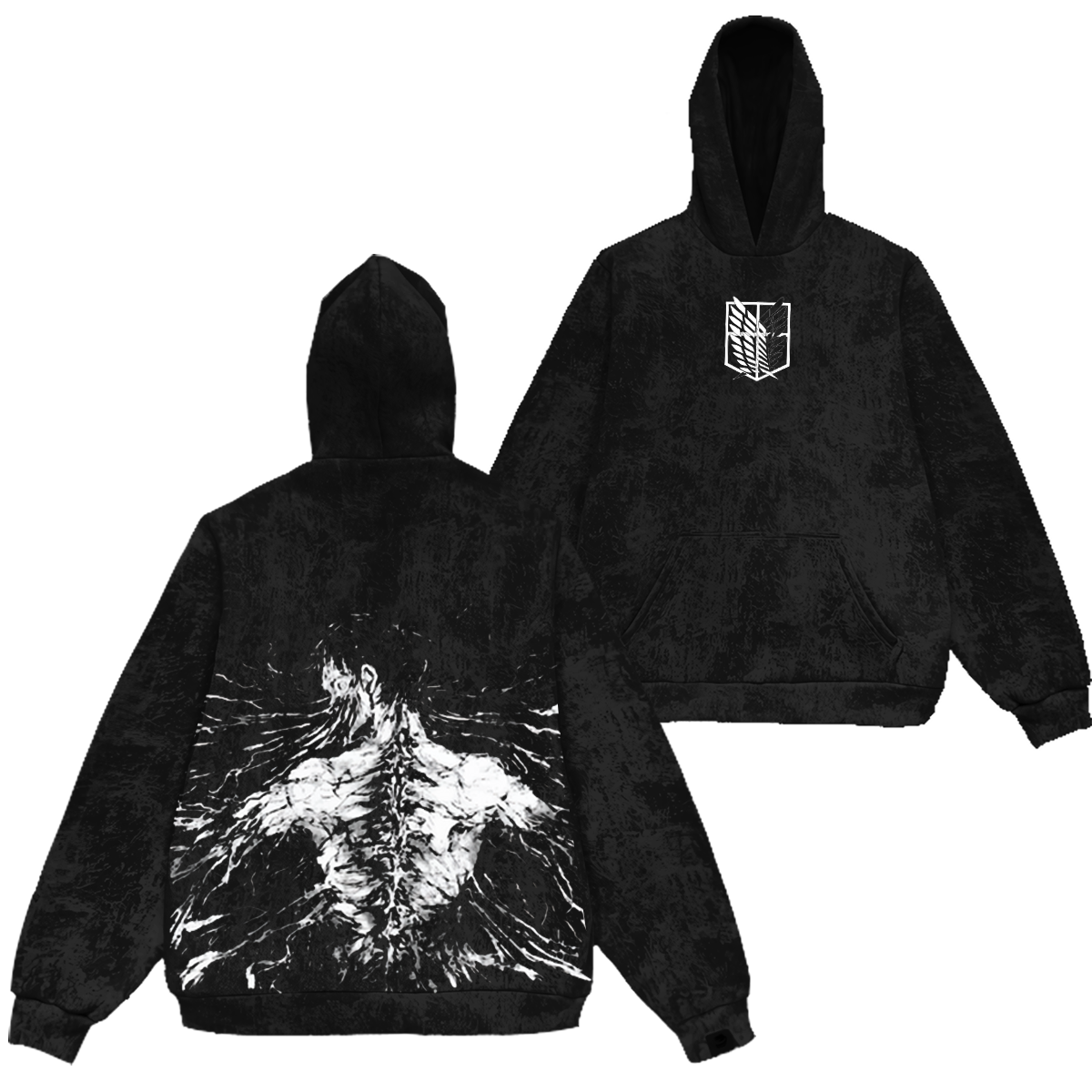 Eren Yeager Inspired Anime Eren Vintage Washed Hooded Sweatshirt