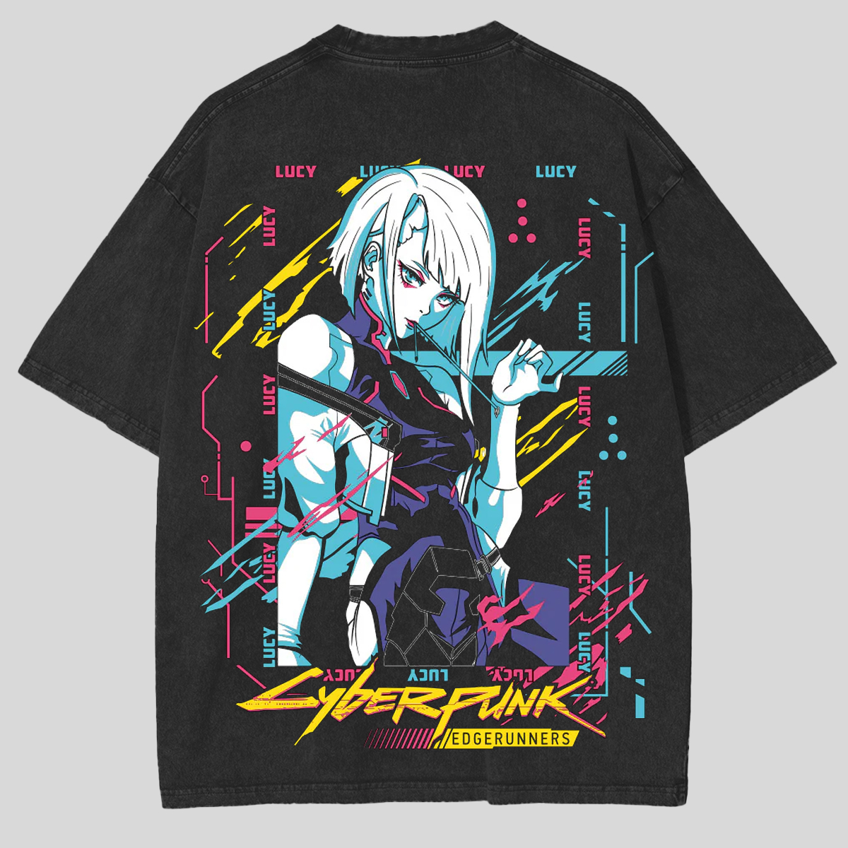 Retro Limited Edgerunners Neoncore Lucy Unisex Acid Washed Lightweight T-Shirt