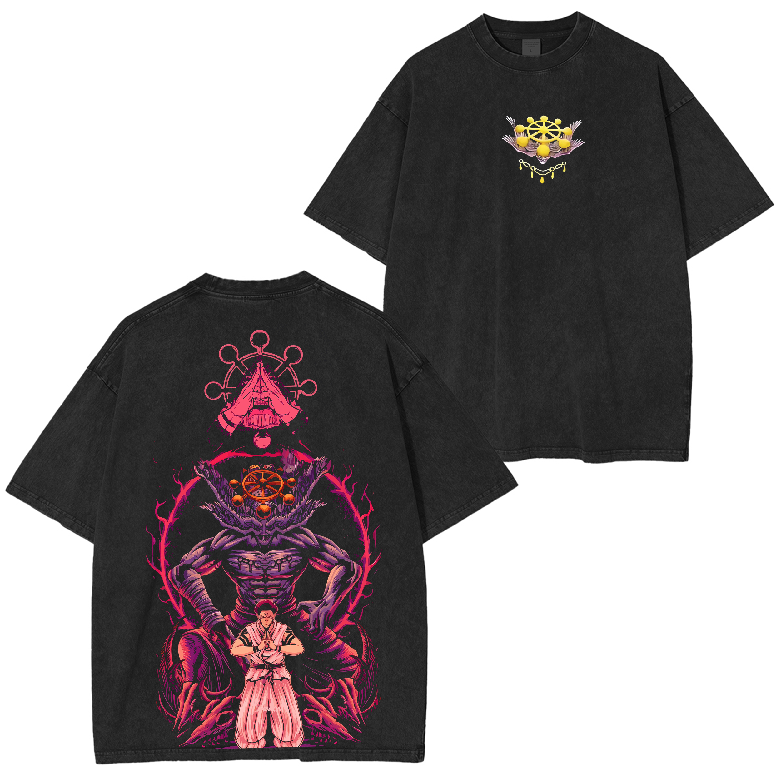 Jujustu Kaisen: Sukune X Mahoraga Anime Unisex Washed T-Shirt