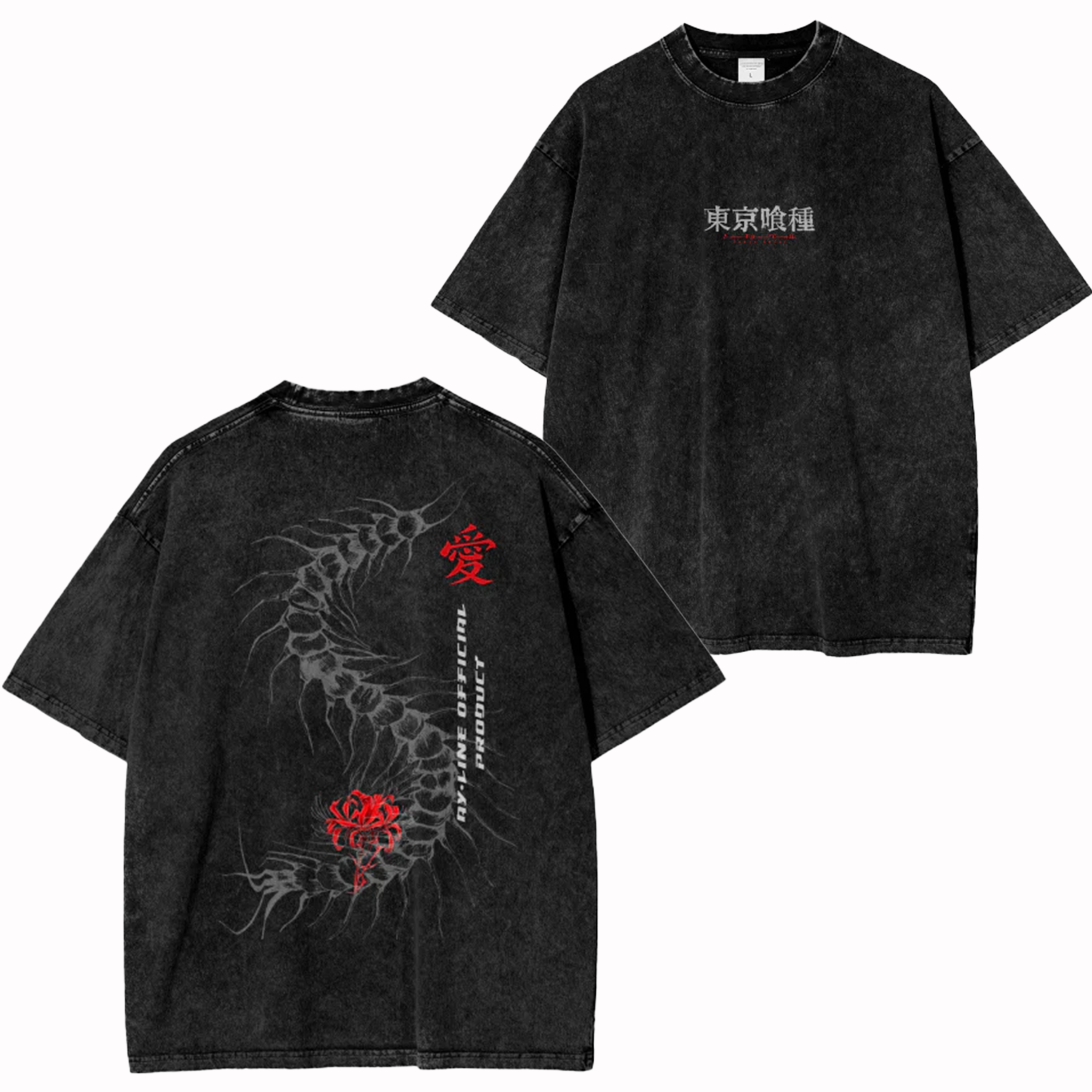 Tokyo Ghoul Anime Acid Wash Oversize T-shirt