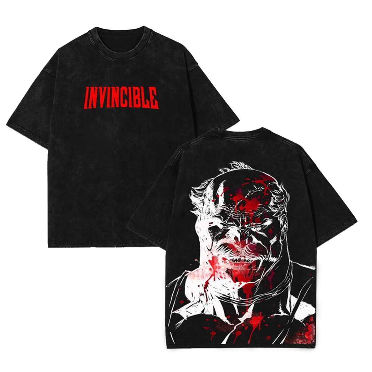 Conquest Invincible Anime Double Printed Vintage Washed Tee