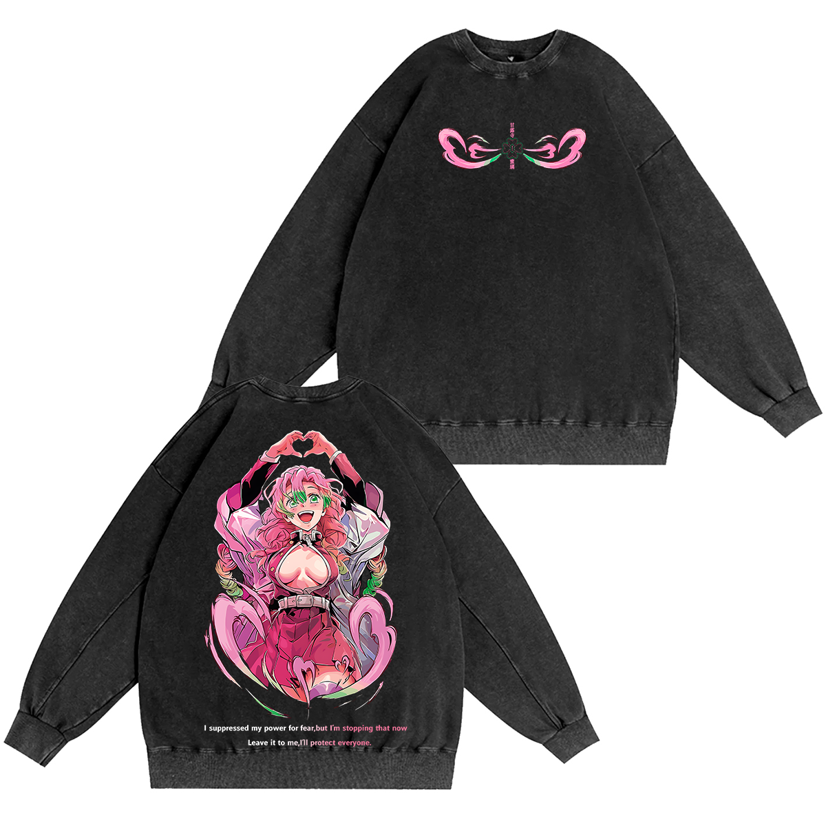 Demon Slayer Anime Vintage Unisex Washed Crewneck Sweatshirt