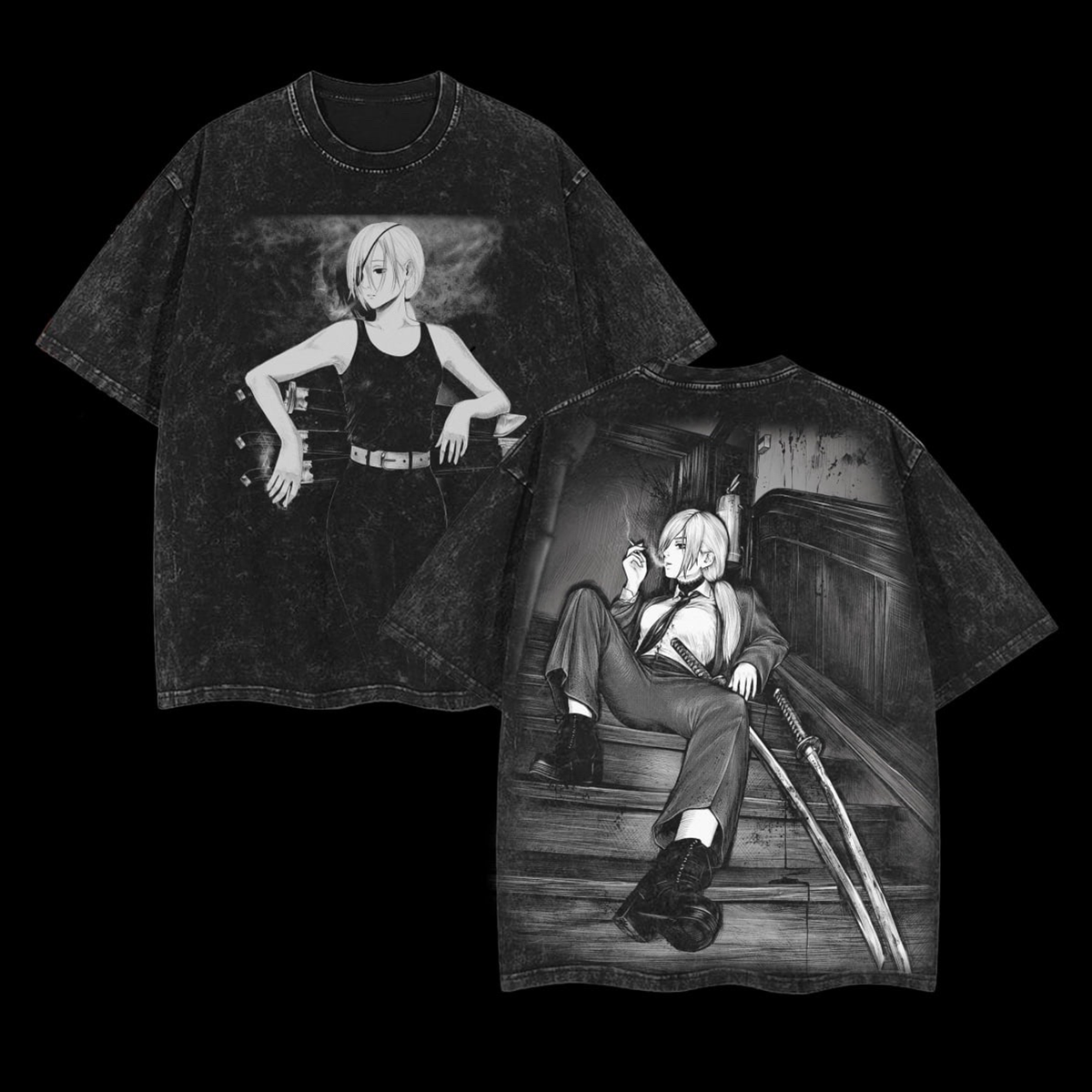 Quanxi-Chainsaw Man Vintage Washed T-Shirt