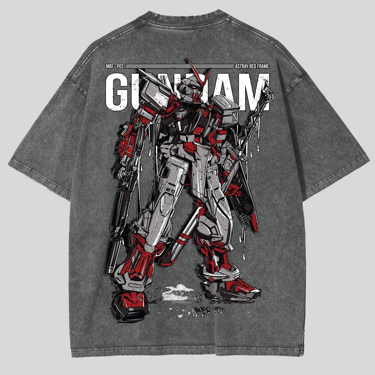 Gundam Astray Red Frame MBF P02 Streetwear Active Vintage Washed Unisex T-Shirt