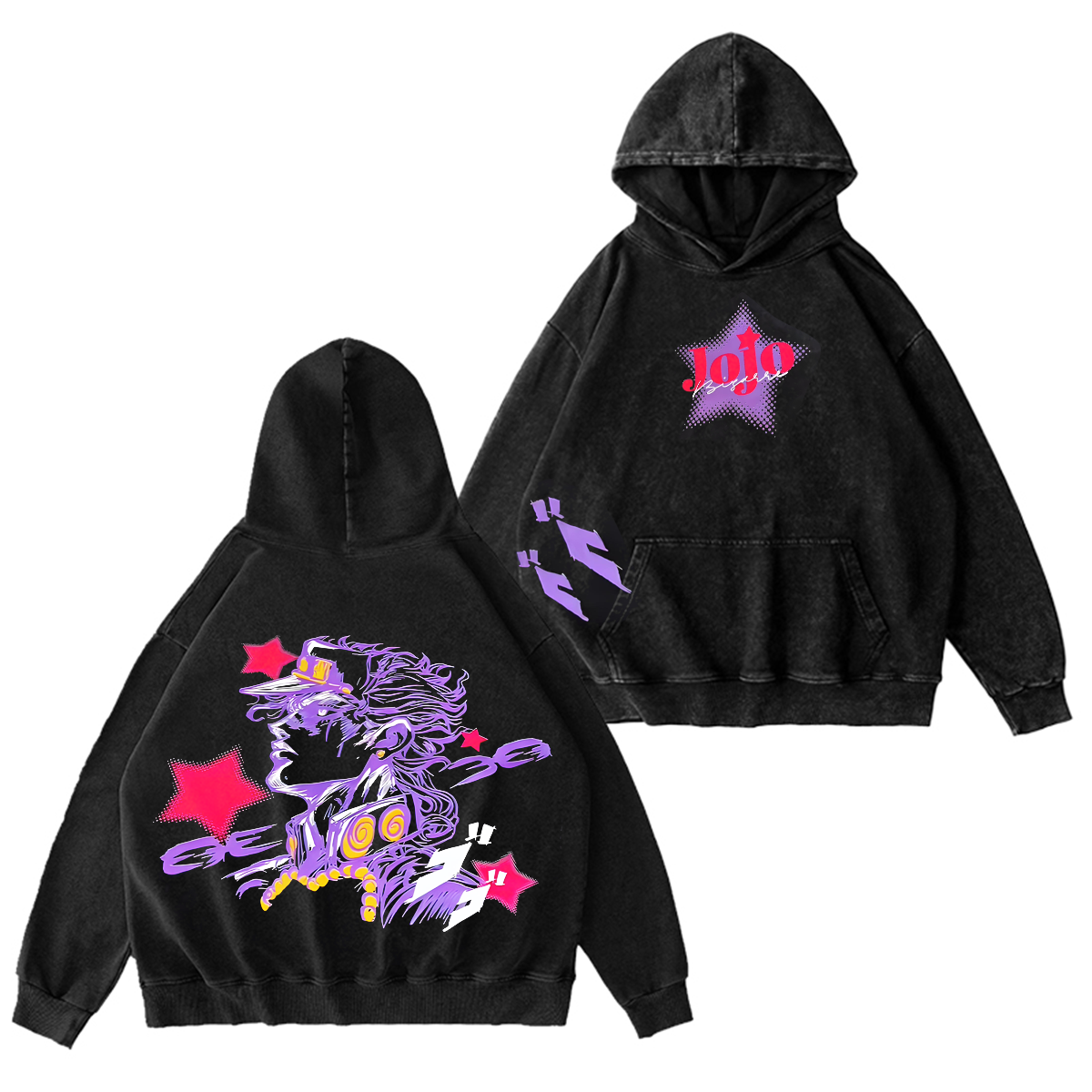 Joestar JoJo’s Bizarre Adventure Double Printed Vintage Oversized Washed T-Shirt/Crewneck/Hoodie
