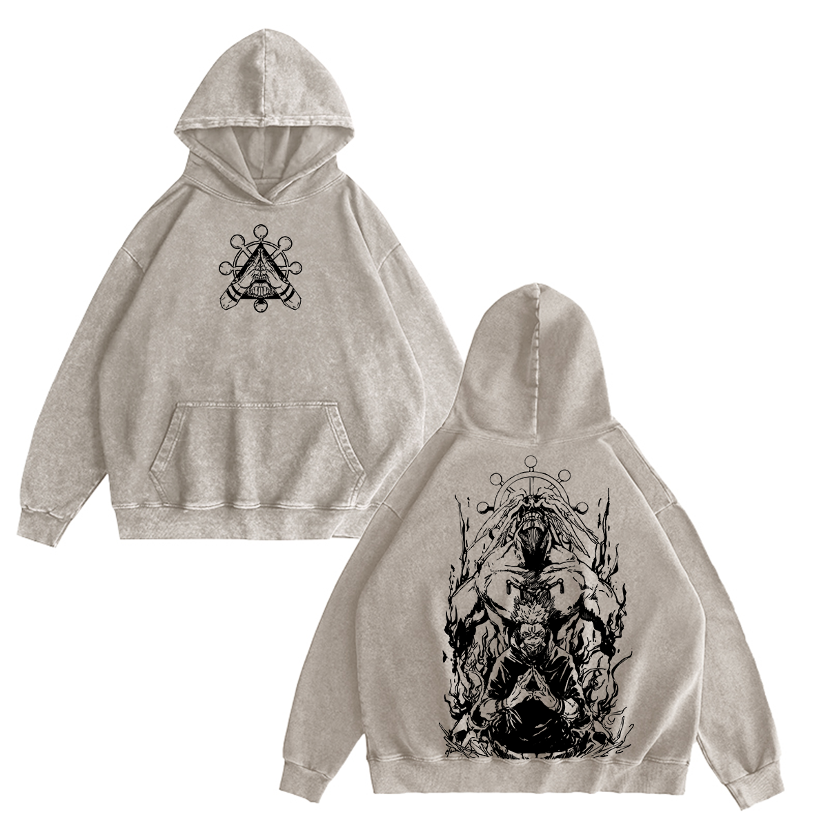 Sukuna & Mahoraga Vintage Washed Crewneck/Hoodie