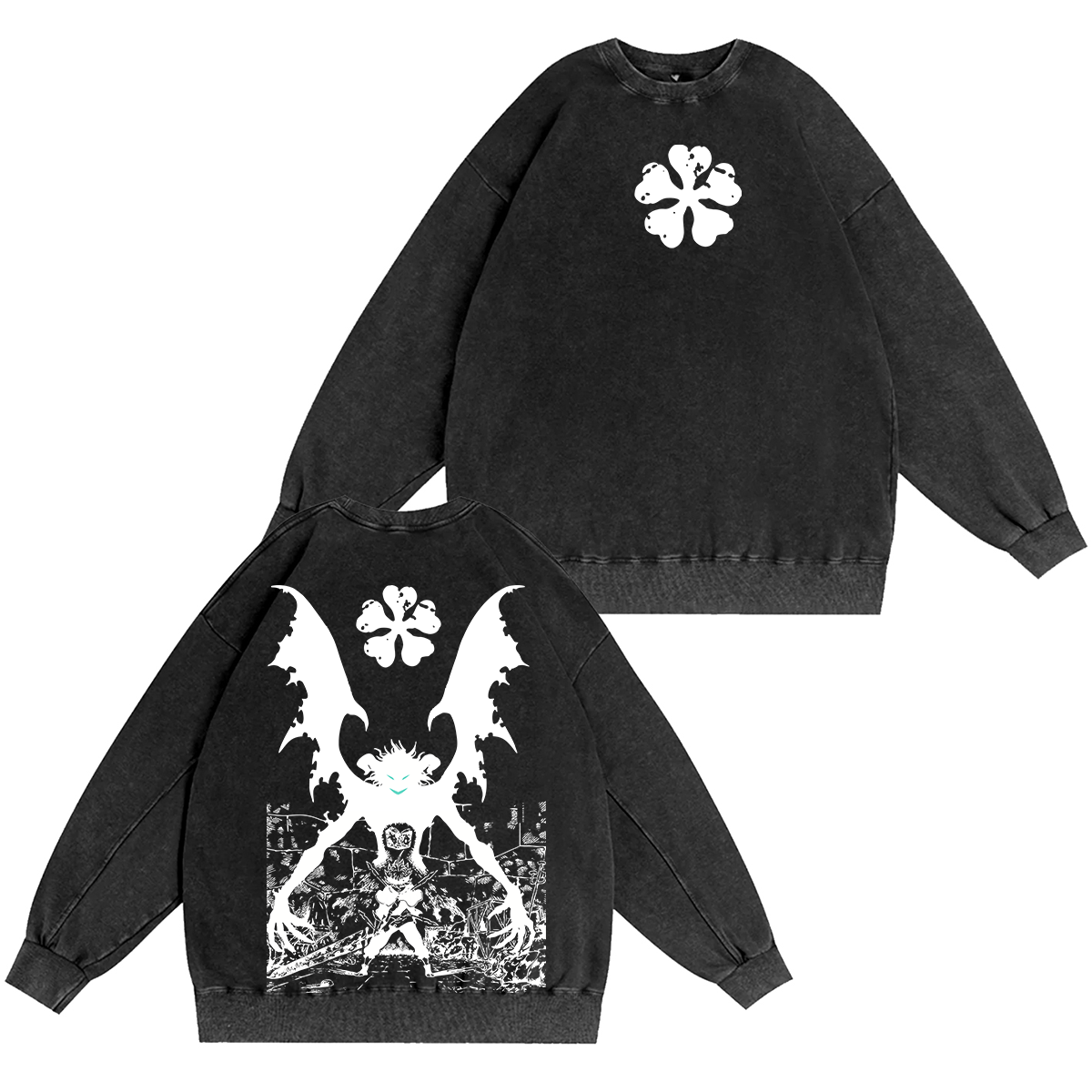 Black Clover Streetwear Inspired Anim Washed T-shirt/Crewneck/Hoodie