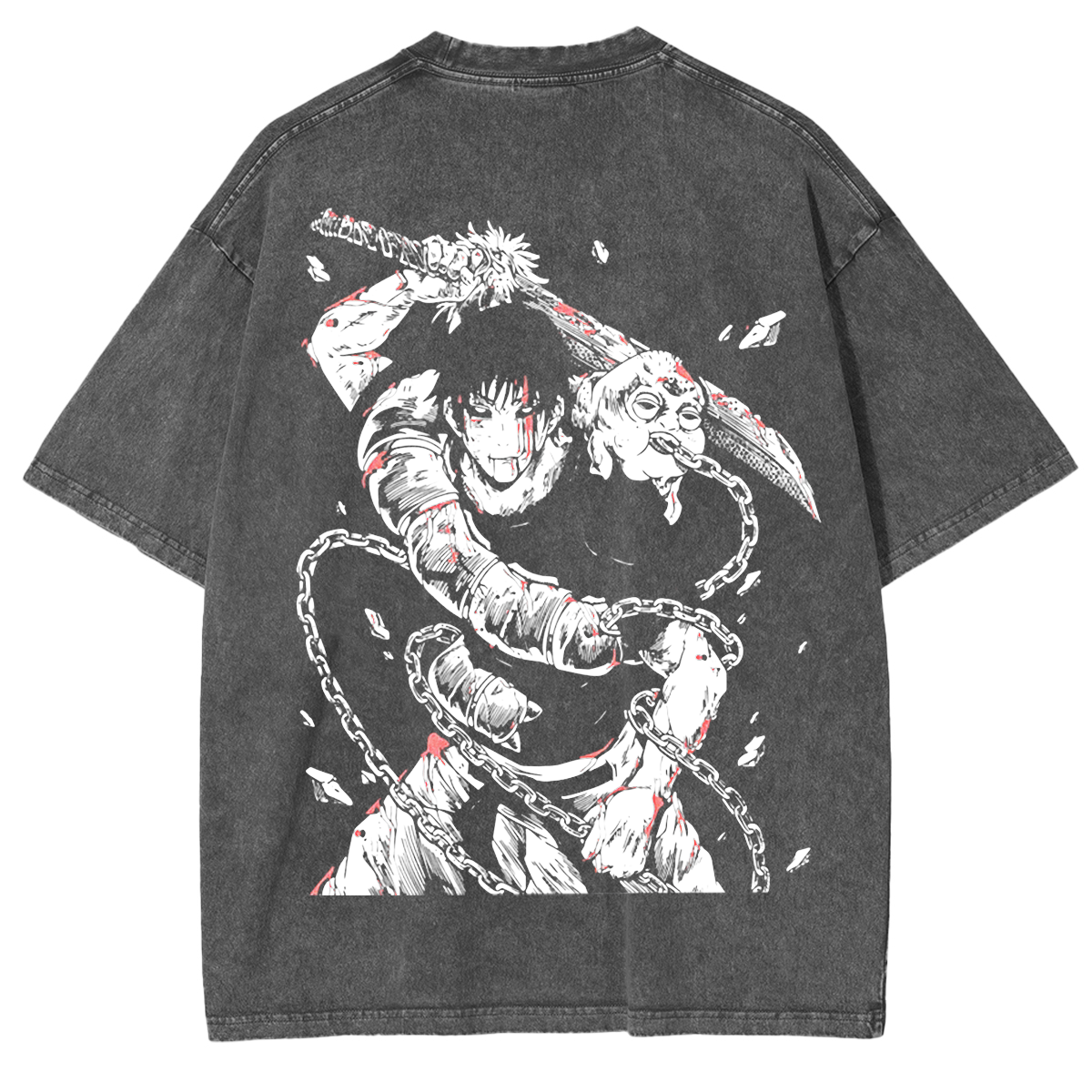 The Sorcerer Killer "Toji Fushiguro" Jujutsu Kaisen Anime Manga Acid Washed Lightweight Oversized Heavyweight Cotton T-Shirts