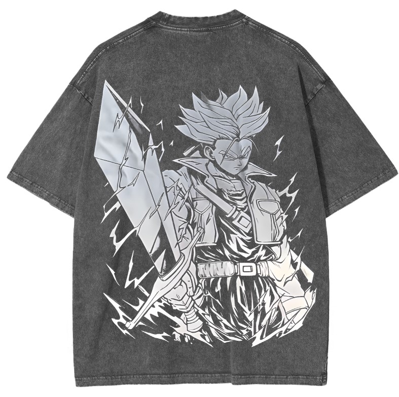 ANIME DRAGONBALL TRUNKS POWER SAIYAN WASHING VINTAGE TEE T-shirt
