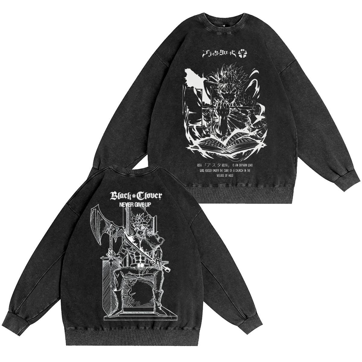Asta x Black Bulls Black Clover Anime Washed T-shirt/Crewneck/Hoodie