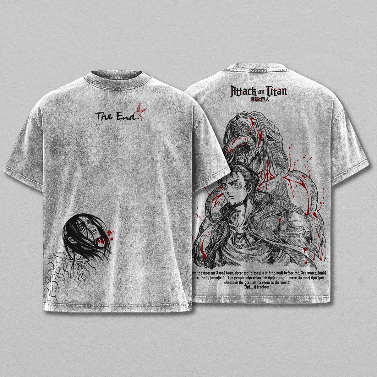 Eren Yeager Attack On Titan Washed T-shirt/Crewneck/Hoodie