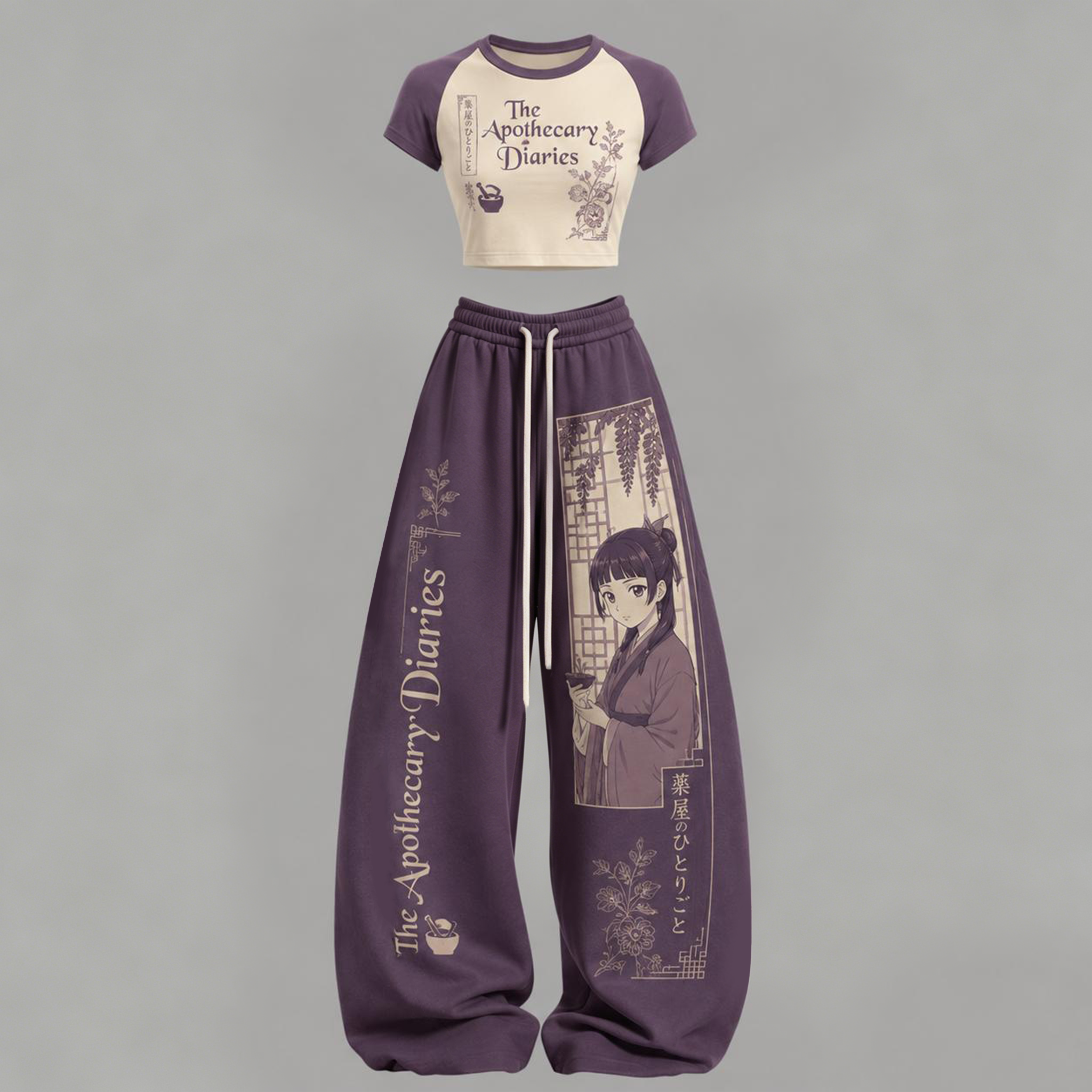 [Copy]The Apothecary Diaries T-Shirt & Elasticated Trousers Two-Piece Set