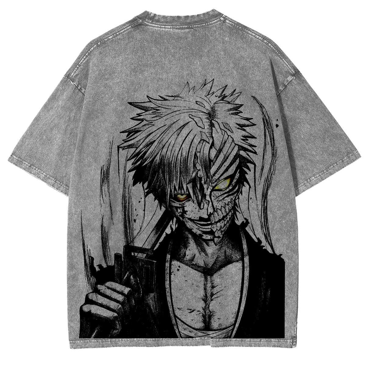 Ichigo Bleach Anime Double Printed Vintage Washed Tee