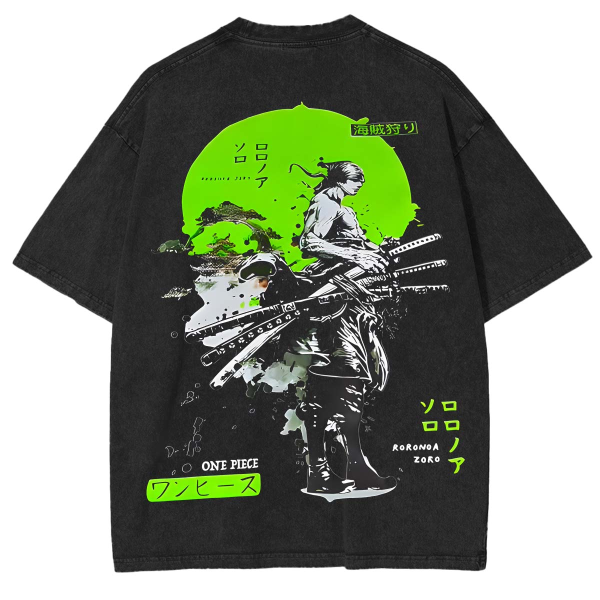 Roronoa Zoro Vintage Oversized Double Sided Anime Graphic T-Shirt