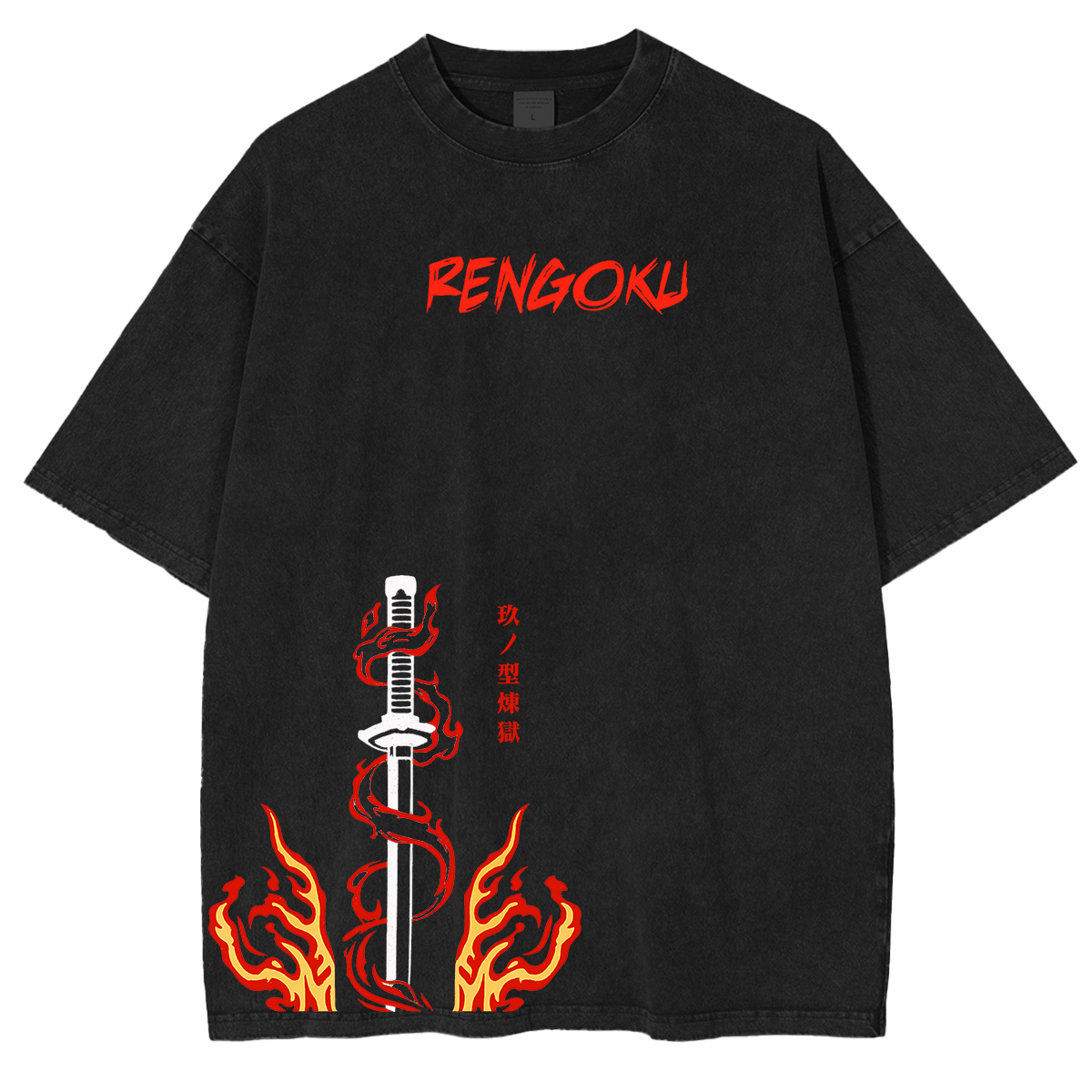 Rengoku Demon Slayer Anime Unisex Washed T-Shirt