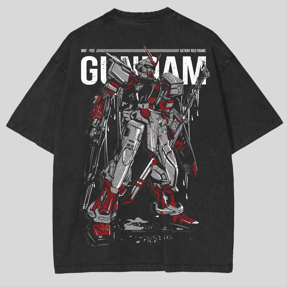 Gundam Astray Red Frame MBF P02 Streetwear Active Vintage Washed Unisex T-Shirt