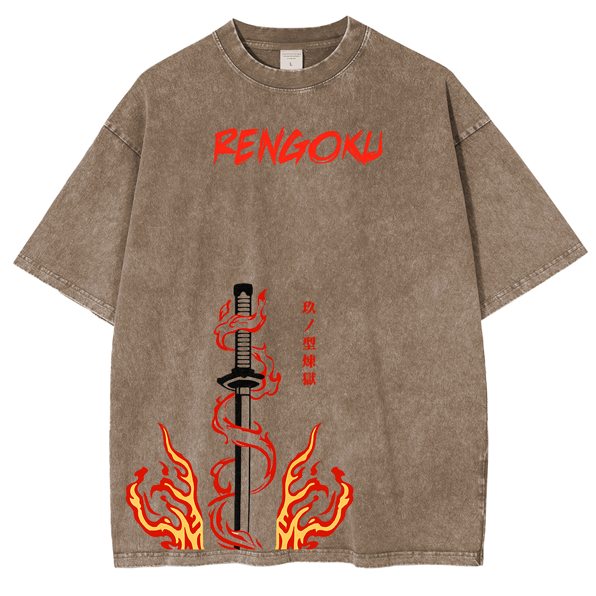 Rengoku Demon Slayer Anime Unisex Washed T-Shirt