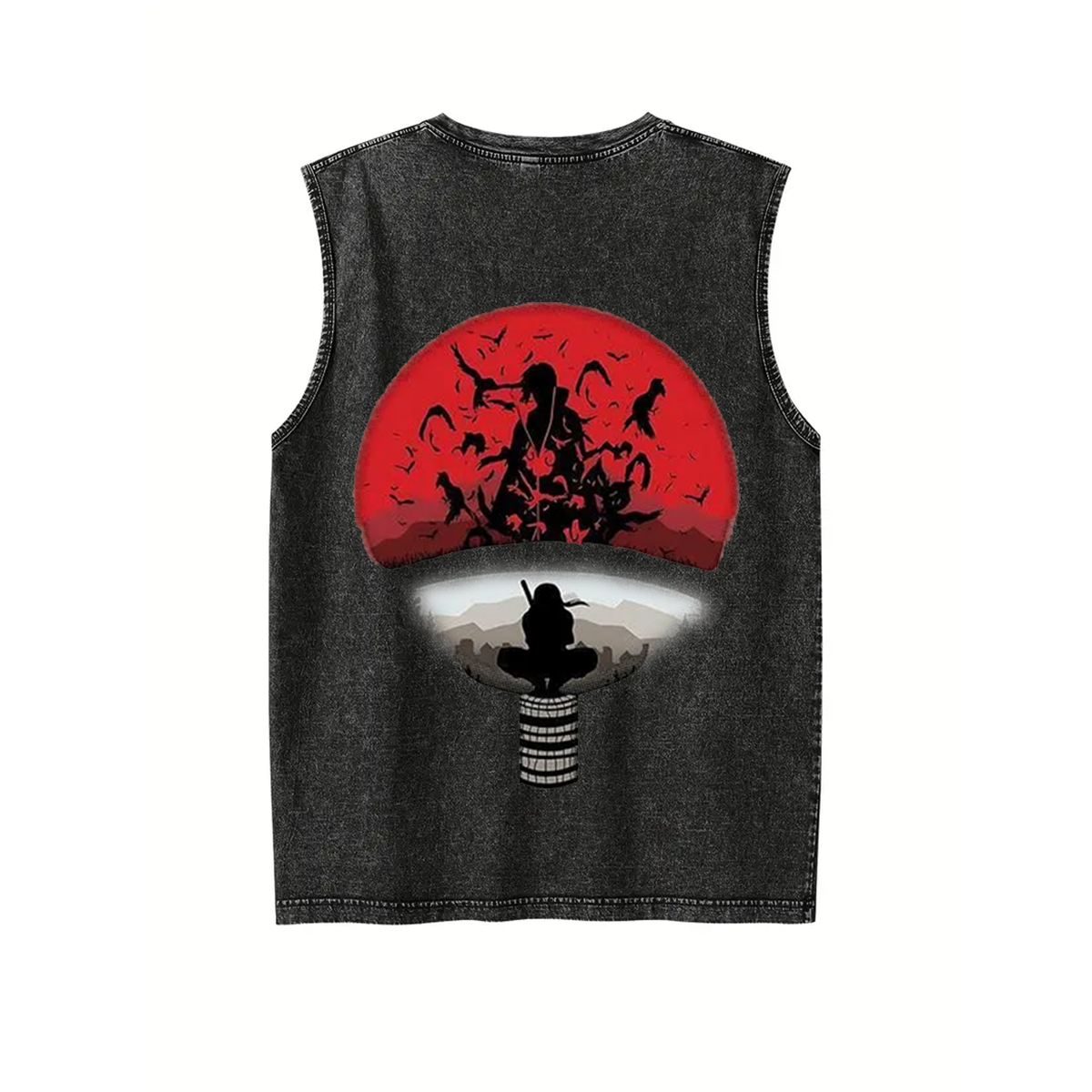Naruto Anime Double Printed Washed Tank Top