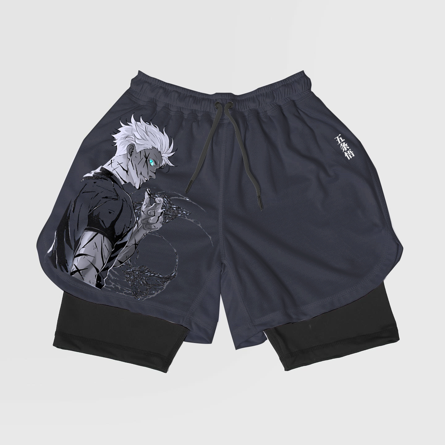Anime Gojo-Breathable Mesh Fabric Inspired Gym Shorts with Liner