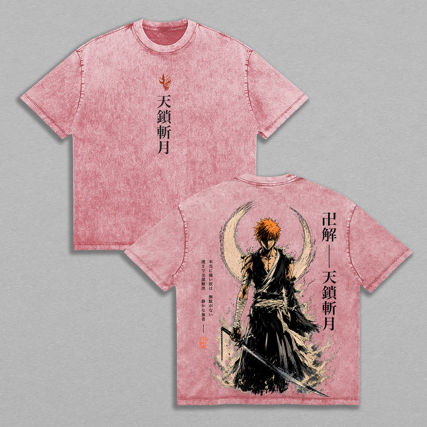 Ichigo Kurosaki Bleach Unisex Washed T-Shirt-Back