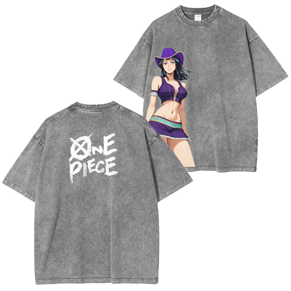 Nico Robin x One Piece Anime Double Printed Vintage Washed Tee