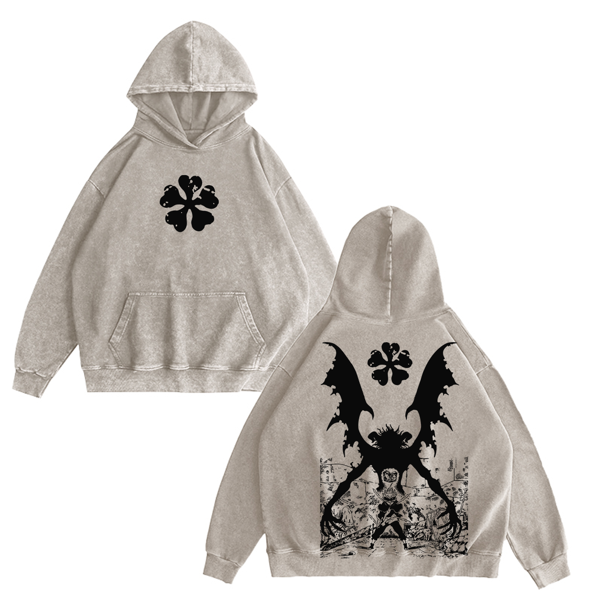 Black Clover Streetwear Inspired Anim Washed T-shirt/Crewneck/Hoodie