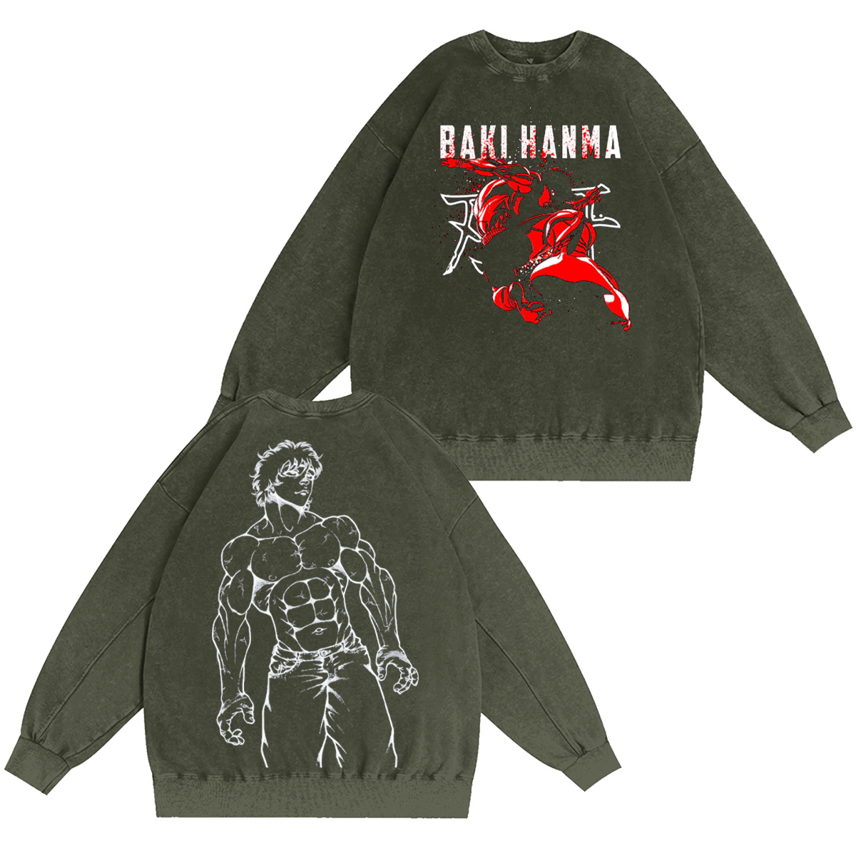 Baki Hanma Vintage Washed T-shirt/Crewneck/Hoodie