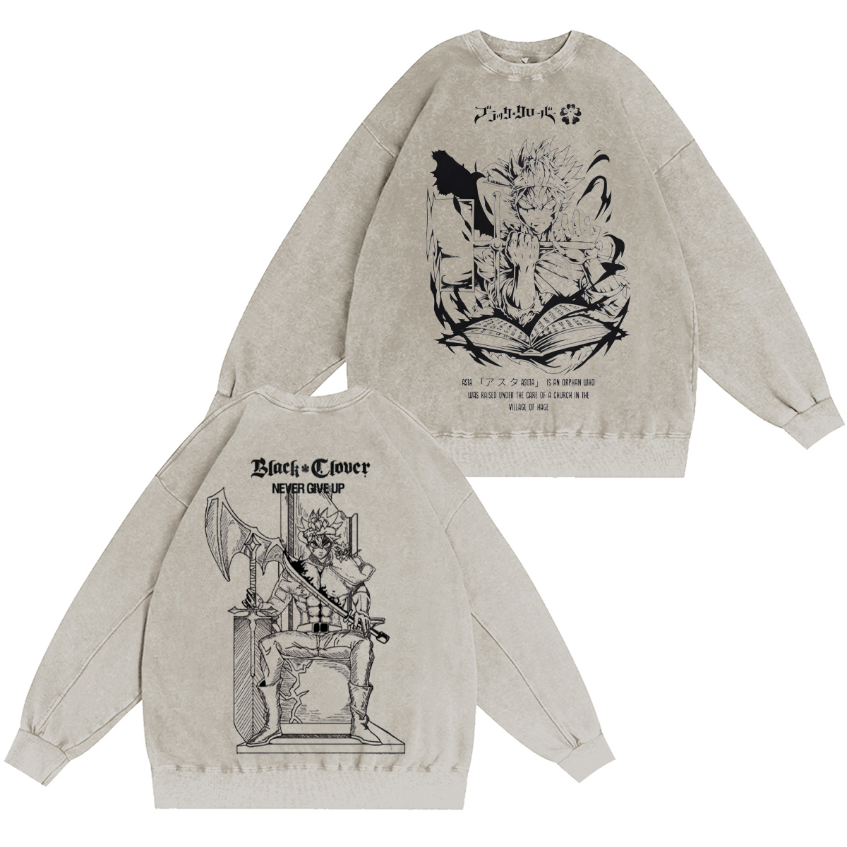 Asta x Black Bulls Black Clover Anime Washed T-shirt/Crewneck/Hoodie