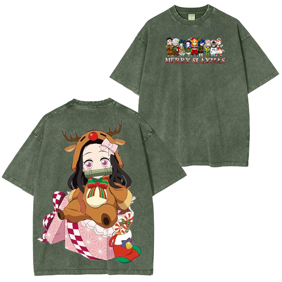 Demon Slayer Christmas Vintage Washed T-shirt/Crewneck/Hoodie