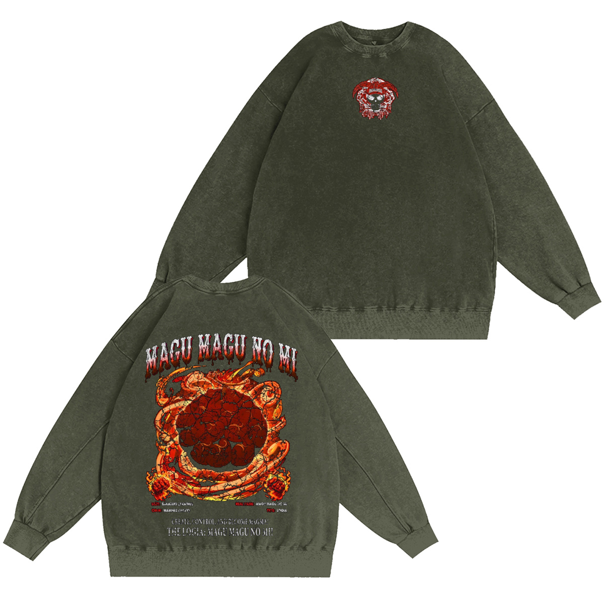 Magu Magu no Mi One Piece Vintage Washed T-shirt/Crewneck/Hoodie