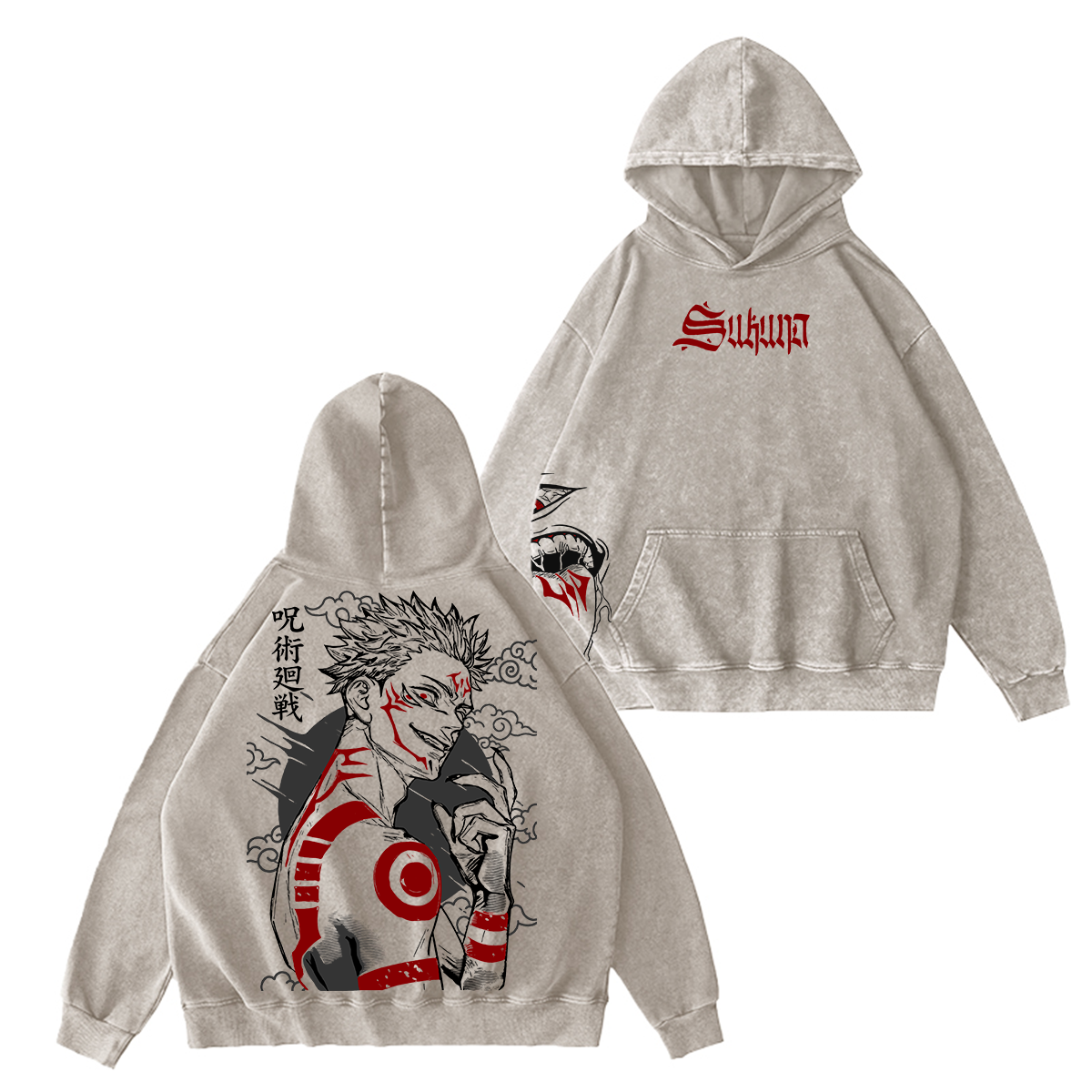 Jujutsu Kaisen Sukuna Washed T-shirt/Crewneck/Hoodie