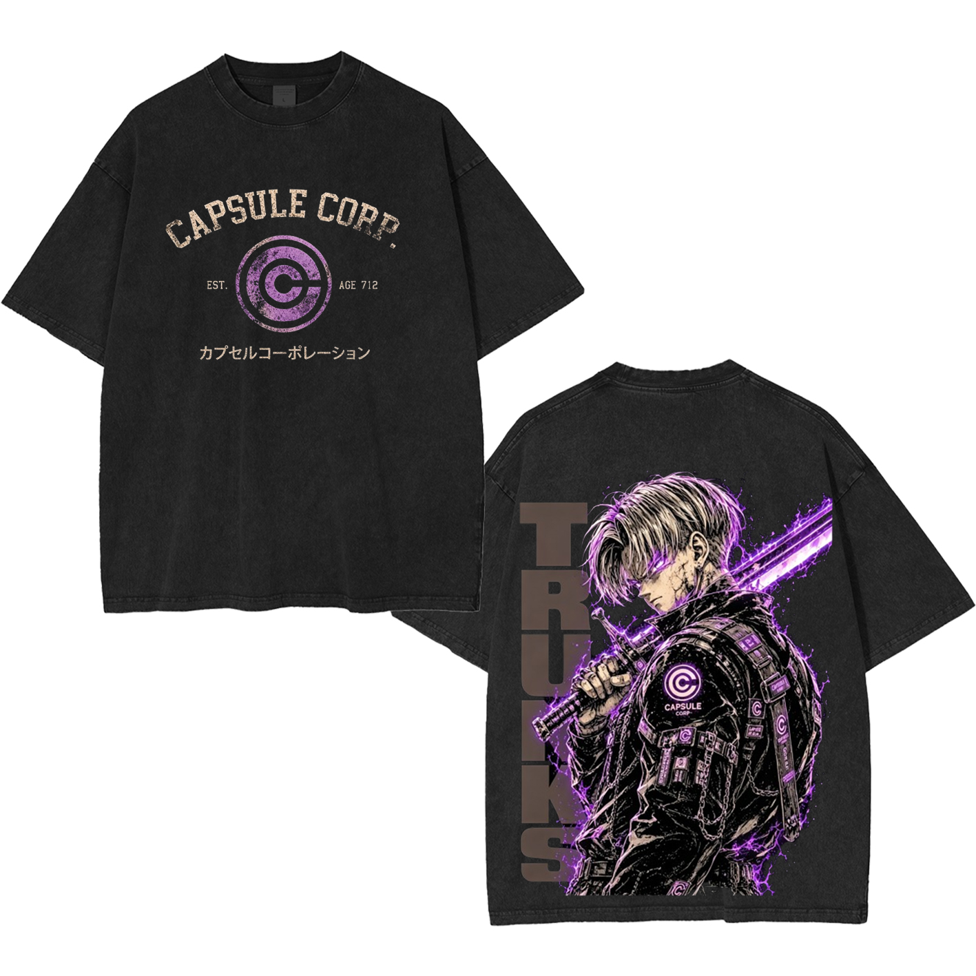 Future Trunks Dragon Ball Z Capsule Corp Anime Unisex Washed T-Shirt