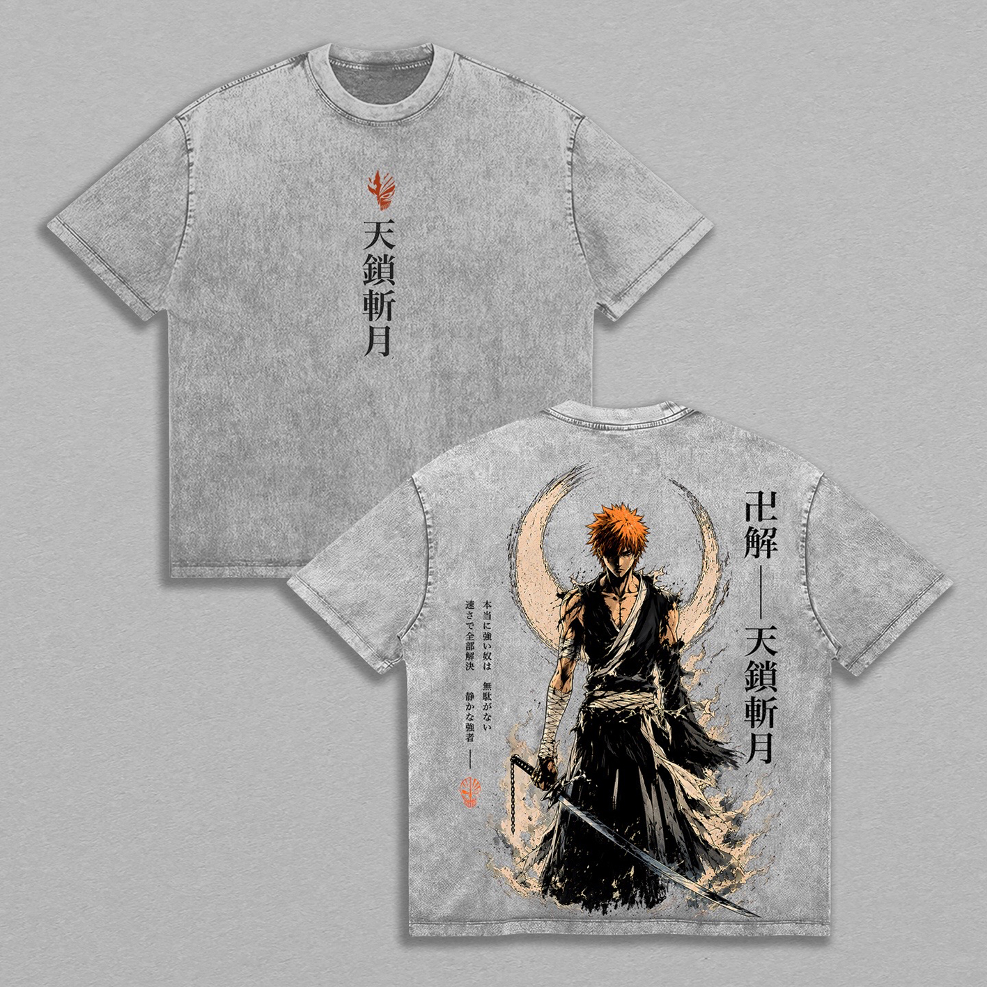 Ichigo Kurosaki Bleach Unisex Washed T-Shirt-Back