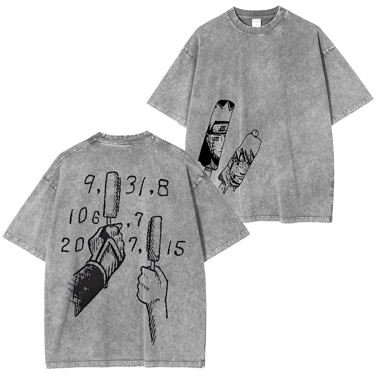 jiraiya - Naruto Uzumaki Anime Double Printed Vintage Washed Tee Unisex