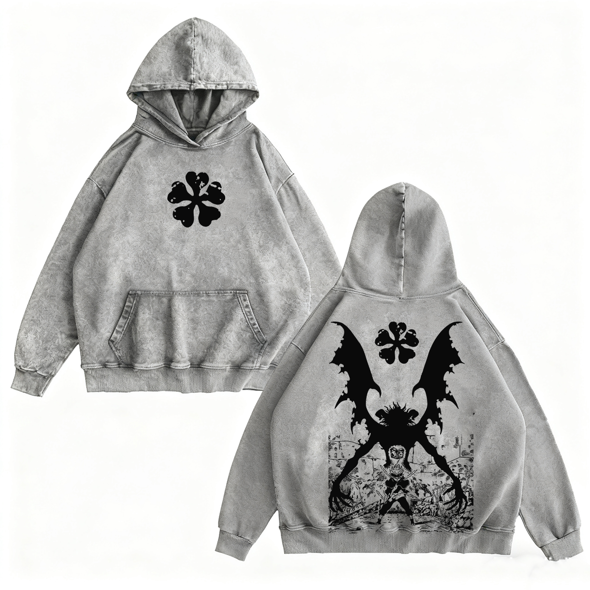 Black Clover Streetwear Inspired Anim Washed T-shirt/Crewneck/Hoodie