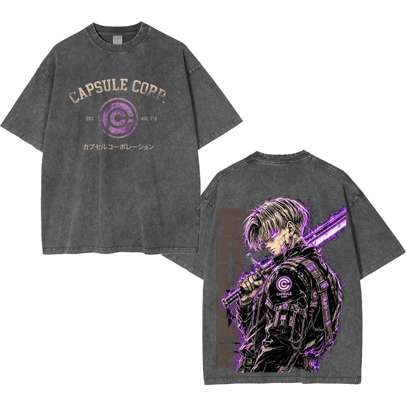 Future Trunks Dragon Ball Z Capsule Corp Anime Unisex Washed T-Shirt