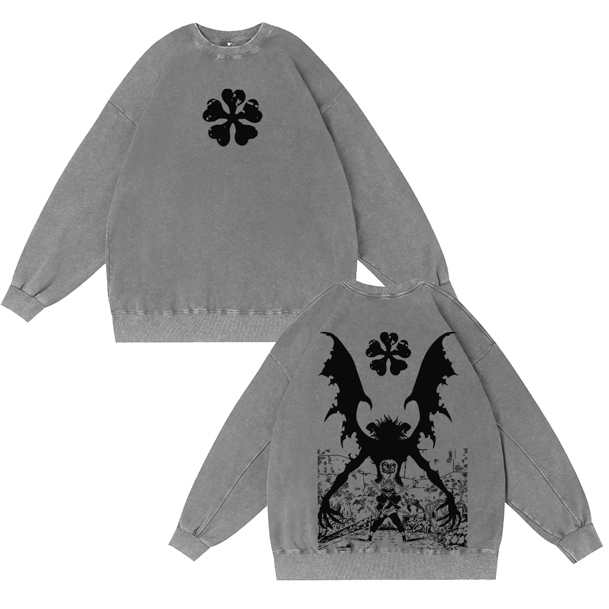 Black Clover Streetwear Inspired Anim Washed T-shirt/Crewneck/Hoodie
